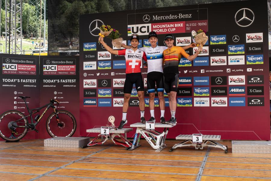 Italia - Val di Sole, 04.08.2019 UCI MTB WORLD CUP (U23) Podio: Filippo Colombo (medaglia d'argento)